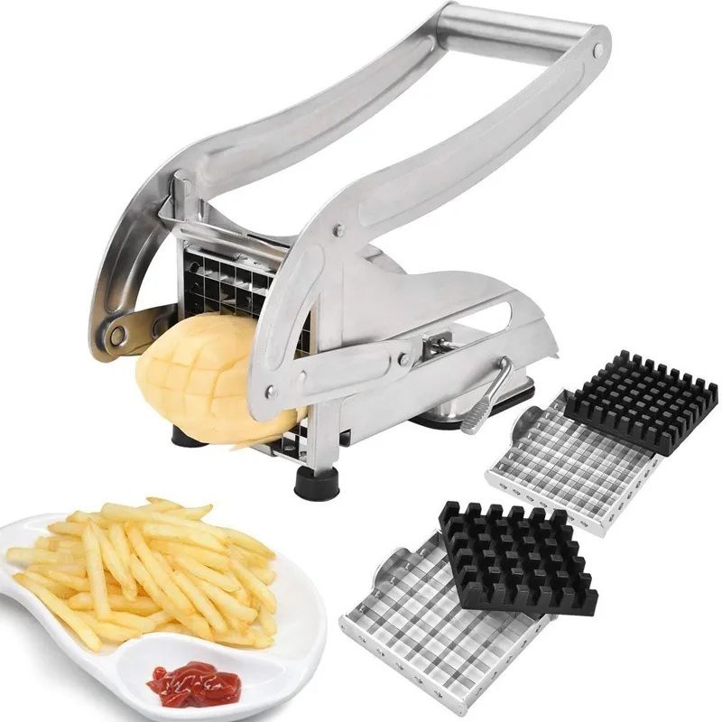 Potato Chips Making Machine Stainless Steel French Fry Potato Cutter Slicer Chipper Cucumber Slice Cut Kitchen Gadgets